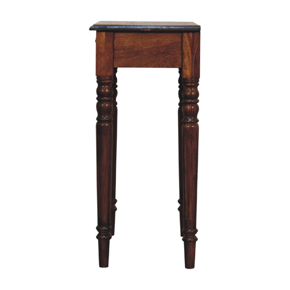 SCHREIBTISCH mit handgeschnitzten Beinen - Kastanienfarben/Messingfarben, Holz/Metall (35/60/78cm) - Artisan Furniture