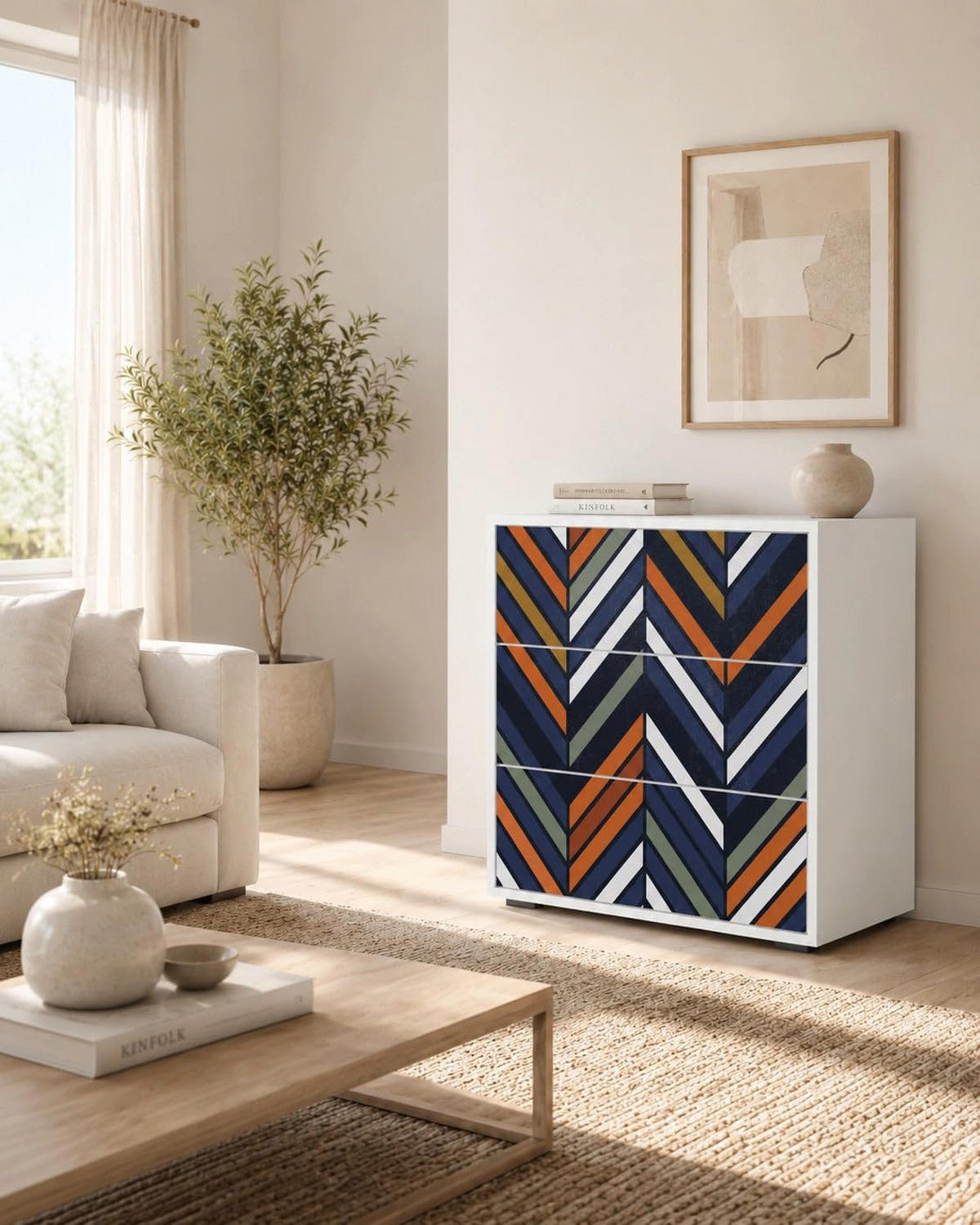 KOMMODE VIBRANT PATCHWORK, Multicolor, 60x35x87 cm, 4 Schubladen - Multicolor, Holzwerkstoff (60/87/35cm) - SpaceRebels