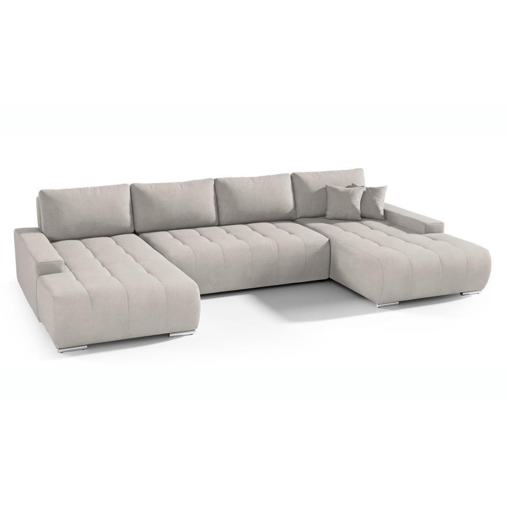 WOHNLANDSCHAFT Draco U beige - Chromfarben/Beige, Textil/Metall (350/85/185cm) - Beautysofa