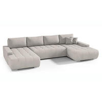 WOHNLANDSCHAFT Draco U beige - Chromfarben/Beige, Textil/Metall (350/85/185cm) - Beautysofa