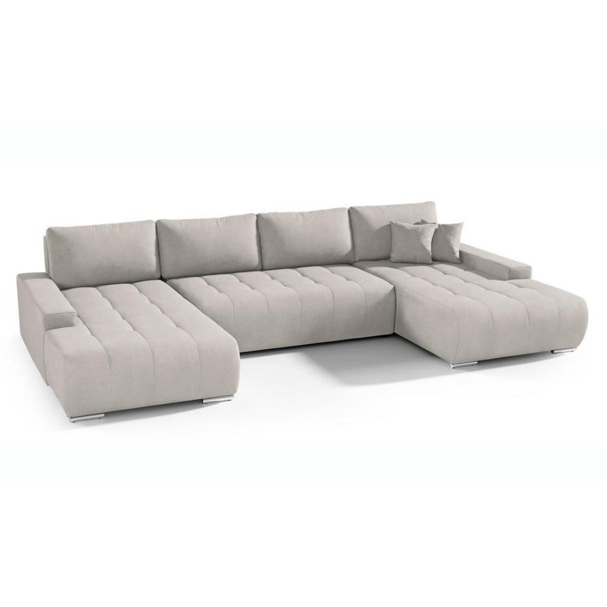 WOHNLANDSCHAFT Draco U beige - Chromfarben/Beige, Textil/Metall (350/85/185cm) - Beautysofa