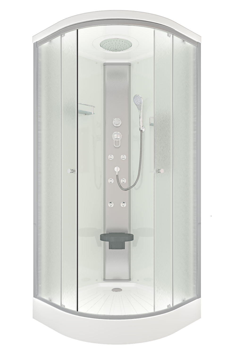 DUSCHE Fertigdusche D10-10M0 Weiß 90x90 - Weiß, Glas/Kunststoff (90/90/215cm) - AcquaVapore by Sandra Jentho