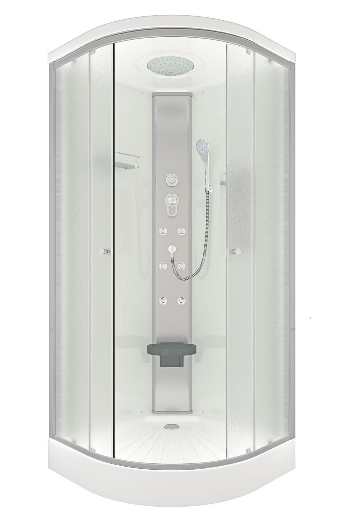 DUSCHE Fertigdusche D10-10M0 Weiß 90x90 - Weiß, Glas/Kunststoff (90/90/215cm) - AcquaVapore by Sandra Jentho