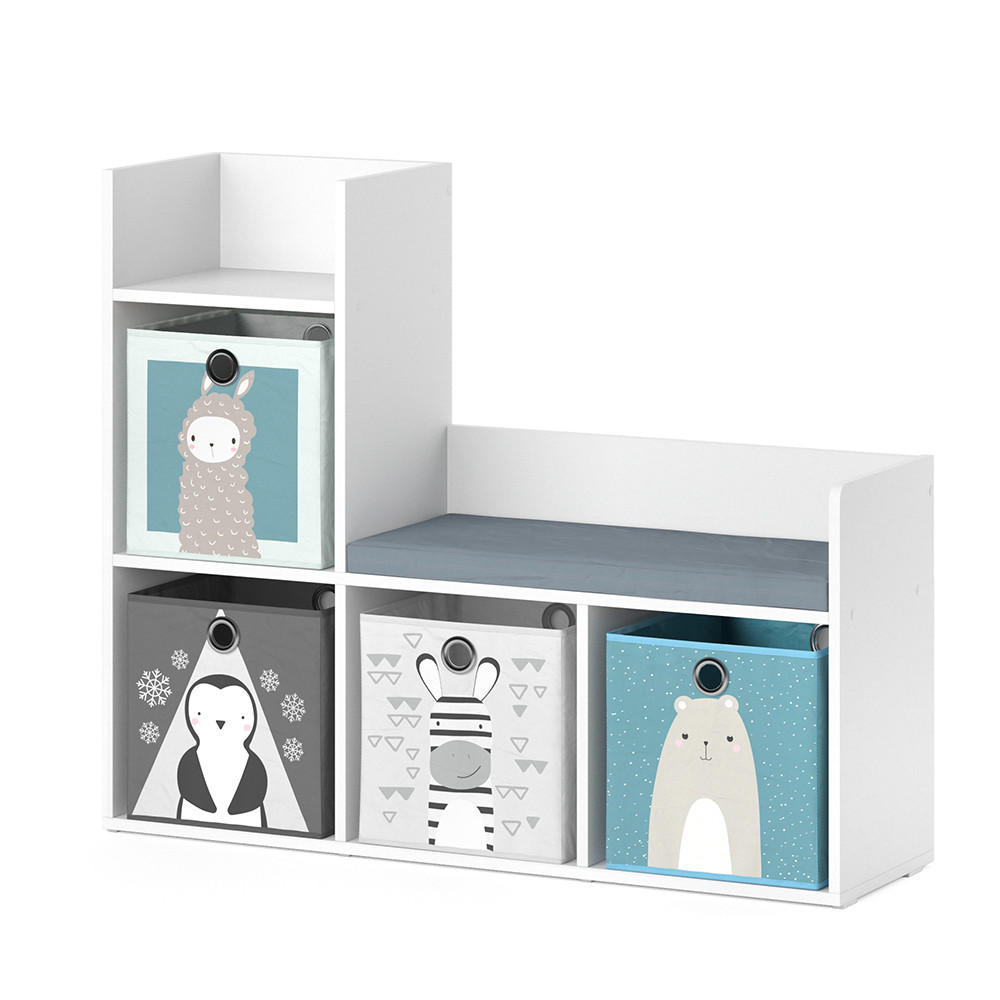 KINDERSITZBANK Luigi Weiß 107.2 x 88.6 cm mit 2 Faltboxen opt.2 - Weiß, Holzwerkstoff (107.2/88.6/30.9cm) - Vicco