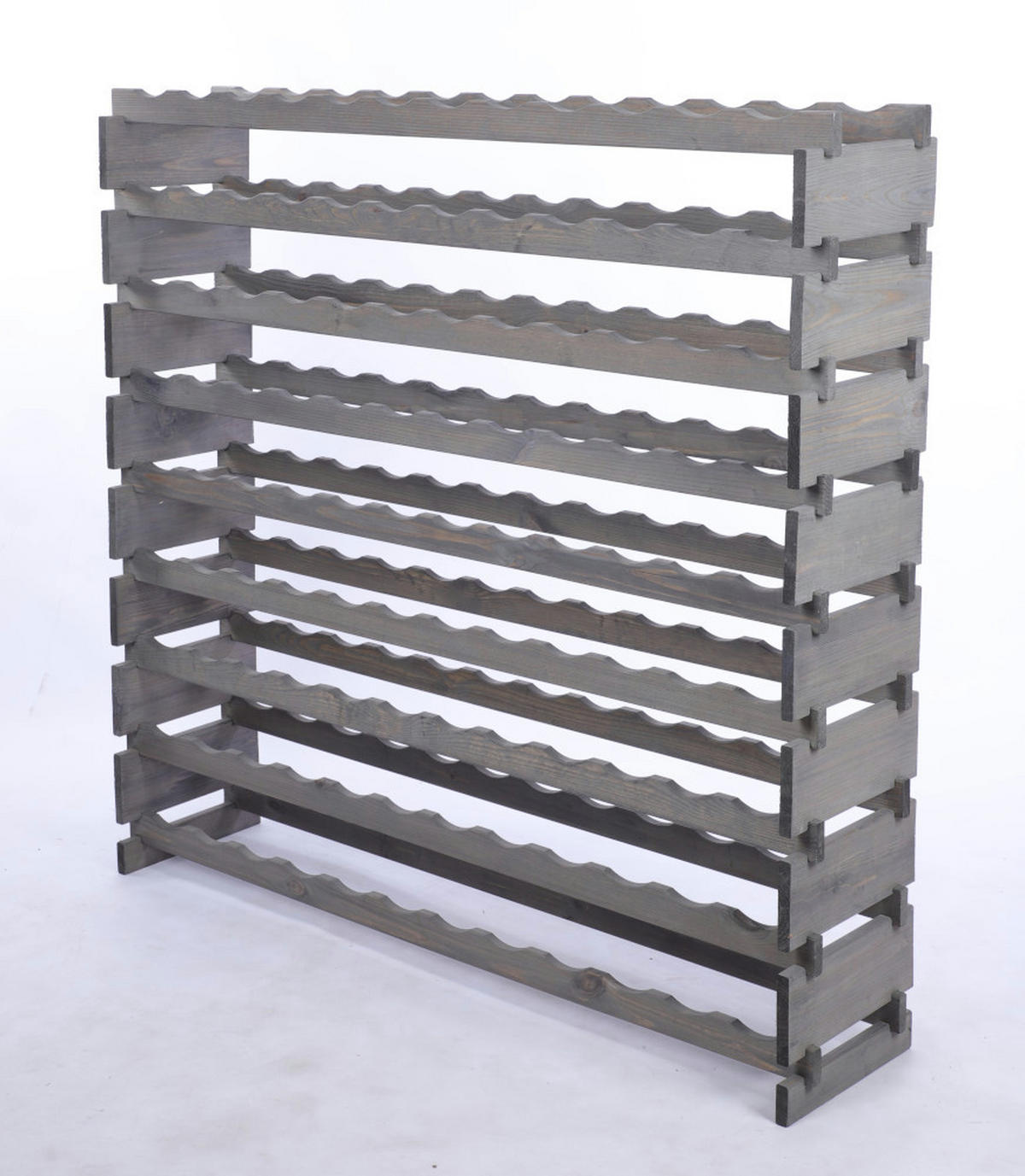 WEINREGAL VINOTECA FLEX PRO HxBxT 121x123x28cm 108 Flaschen auf 9 Ebenen Grau - Grau, Holz (123/121/28cm) - PROREGAL