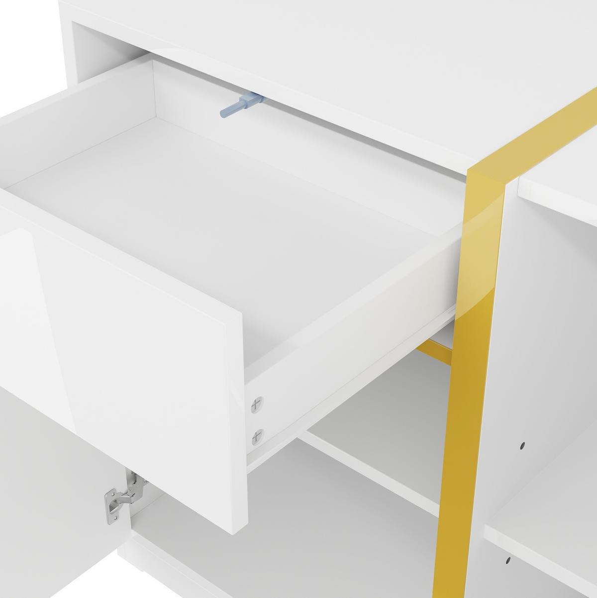 KOMMODE aus MDF & Spanplatte 160x40x78cm in Weiß mit Hochglanz - Weiß, Holzwerkstoff (160/78/40cm) - Modfu