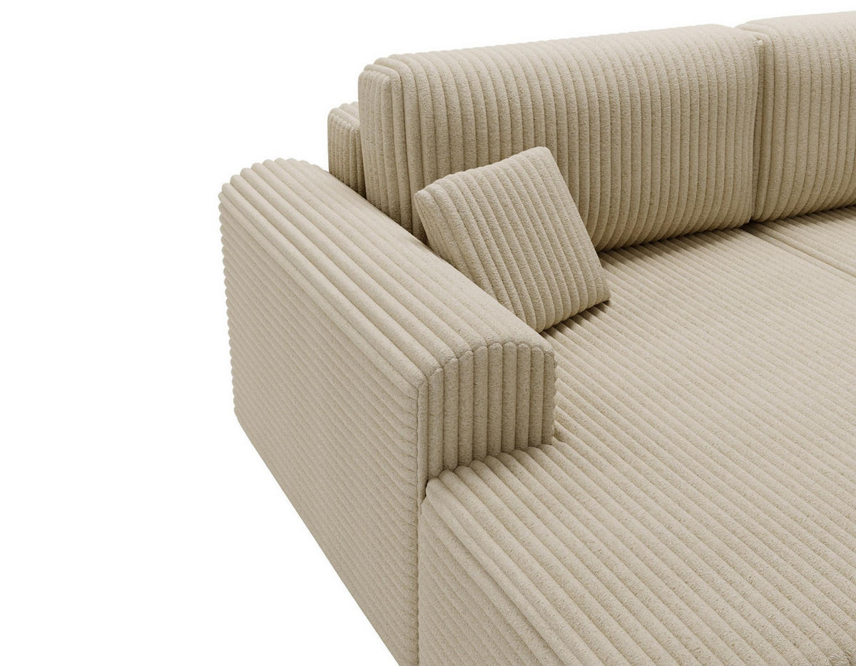 ECKSOFA Linea Creme, Sofa mit Schlaffunktion, linke seite - Creme, Holzwerkstoff/Textil (257/177cm) - Bettso