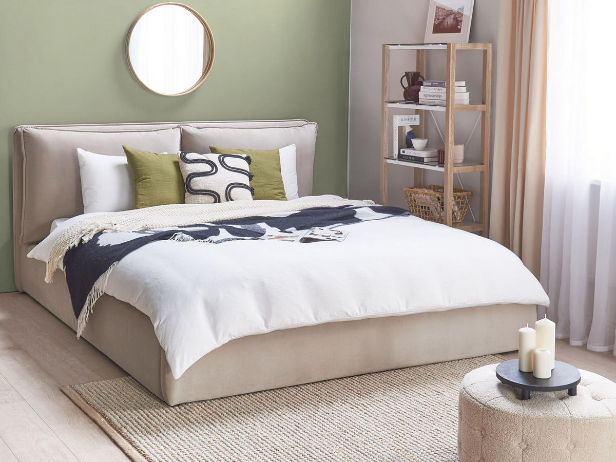 BETT 180/200cm Beige Bajonna - Beige, Textil (180/200cm) - Beliani