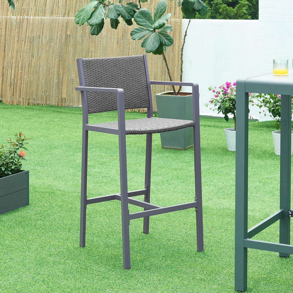 Thumbnail - casa.pro Outdoor-Barstuhl-Set, Dunkelgrau, Anthrazit, Metall, 56x113x55.5 cm, Gartenmöbel, Gartenstühle, Gartenstühle