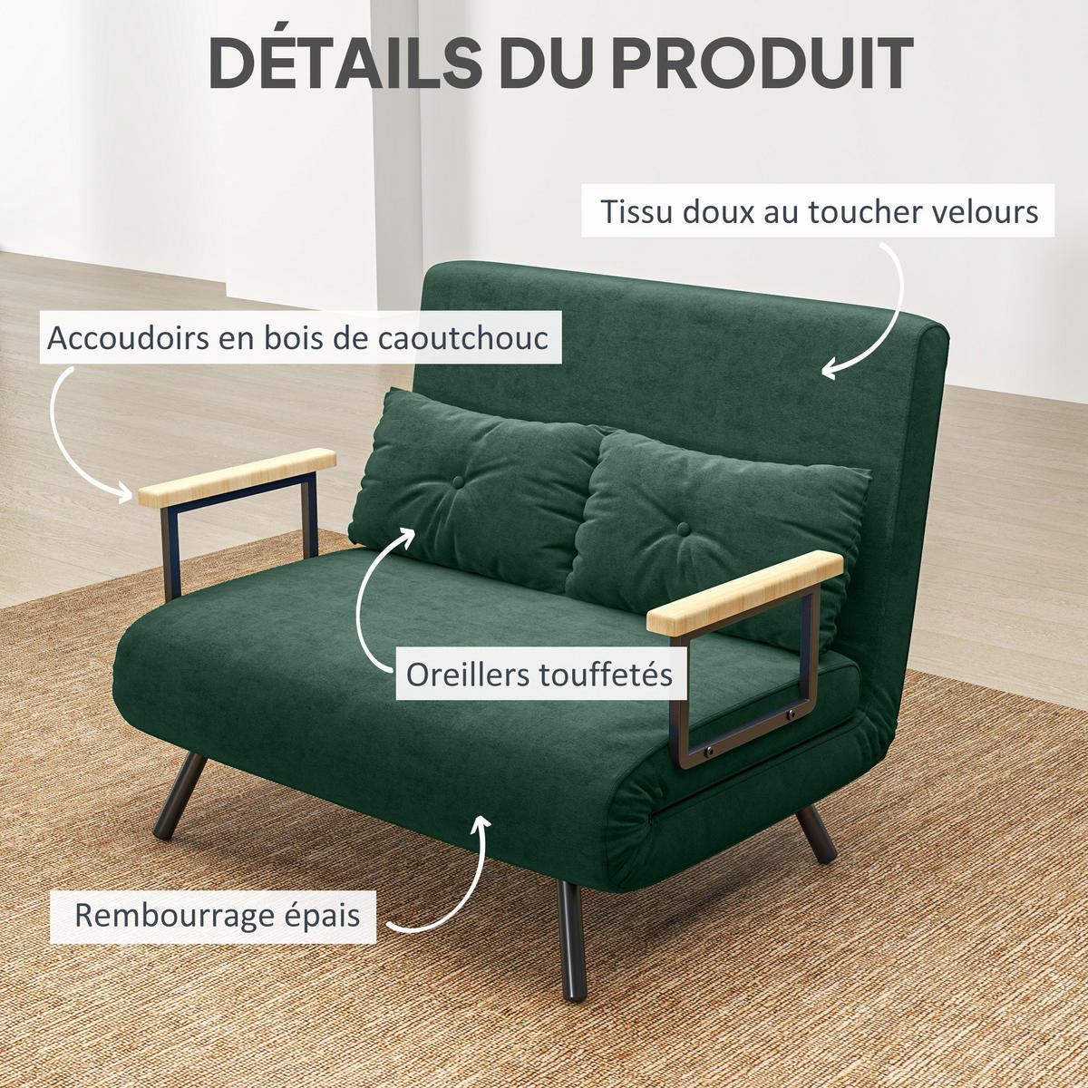 SCHLAFSOFA 2er-Sitz DE-14617 mit 5-fach verstellbarer Rückenlehne Grün - Grün, Textil (102/81/73cm) - ComfortXL
