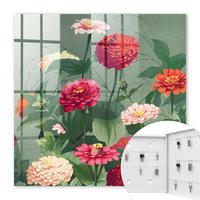 SCHLÜSSELBOX Weiß 30x30 cm – Türöffnung nach rechts - Blühender Garten - Grün, Metall (30/30/5cm) - TULUP
