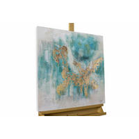 ACRYLBILD HANDGEMALT 60/60 cm - Blau/Goldfarben, Holz/Textil (1.1/60cm) - KUNSTLOFT