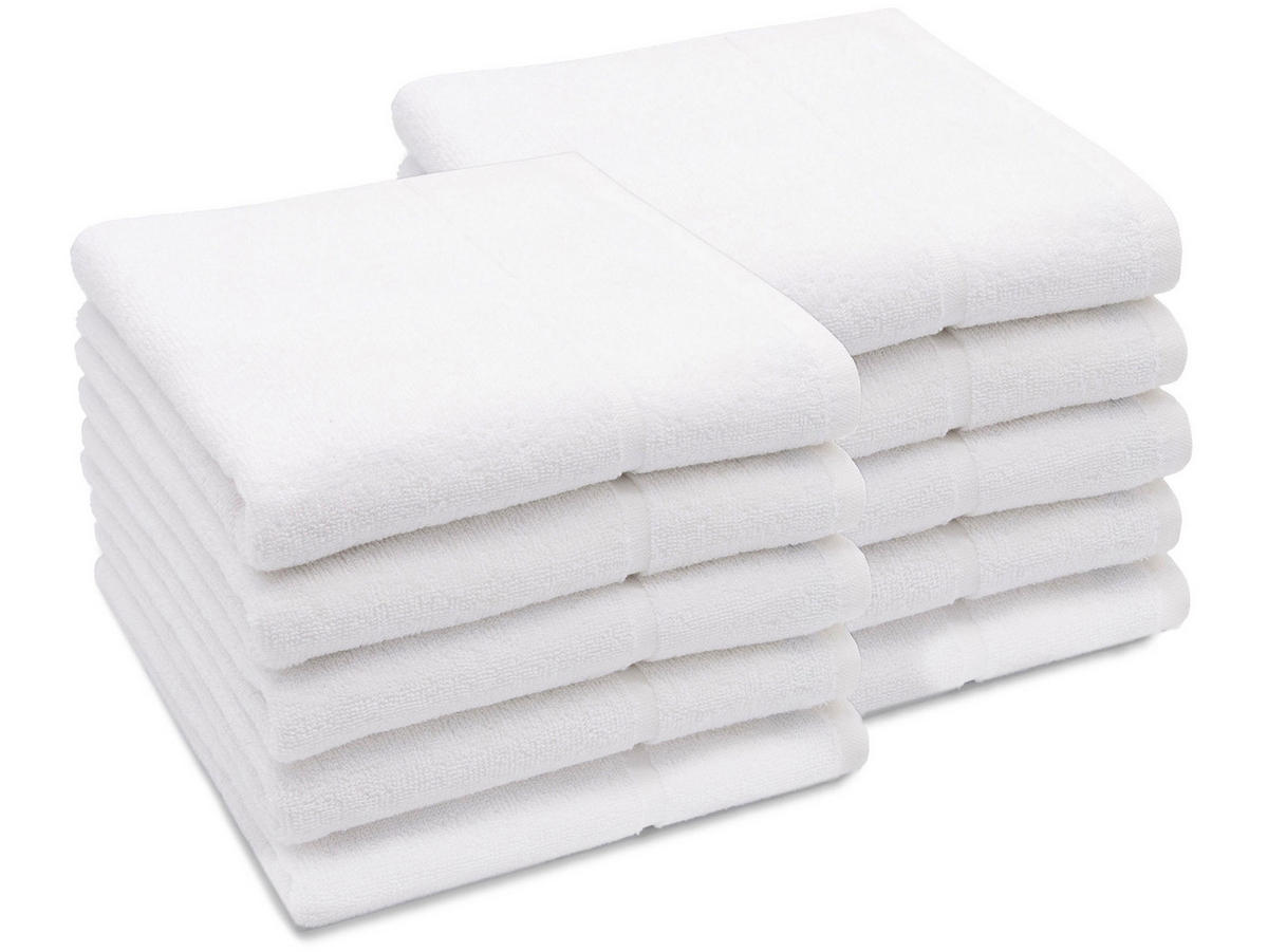 HANDTÜCHER, 10er-Set, 50x100 cm, 100% Baumwolle, Weiß - Weiß, Textil (50/100cm) - Zollner