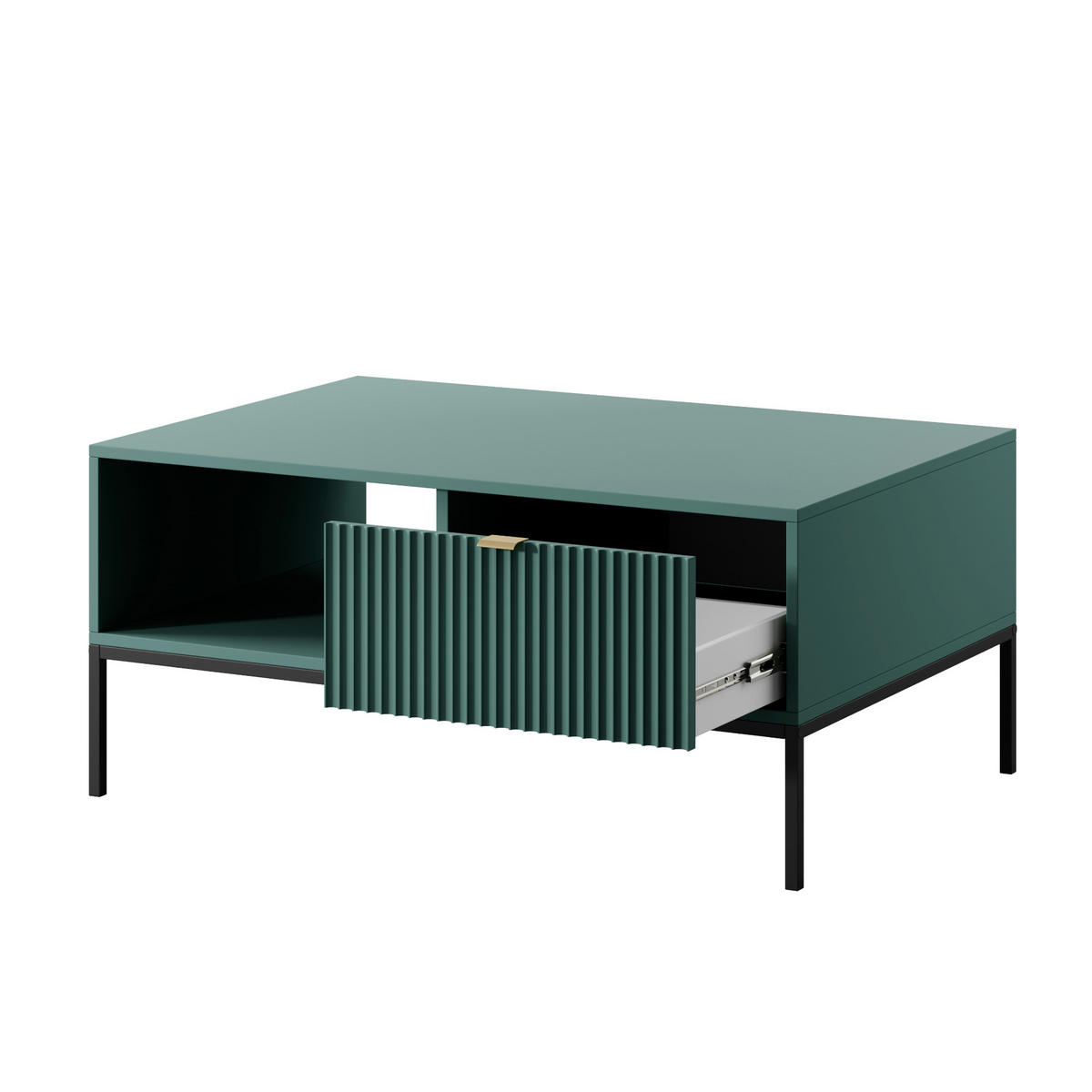 COUCHTISCH NANAIMO STO1-2S Profilierte Fronten, Grün - Grün, Holzwerkstoff/Kunststoff (68/104/48cm) - Komodee