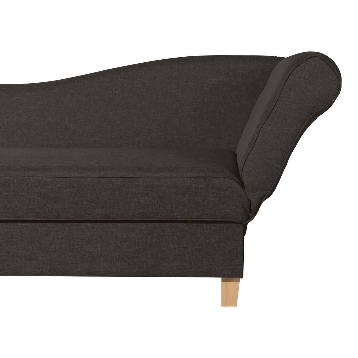 RECAMIERE mit Armteil rechts klappbar Katia Bezug Flachgewebe Buche natur / sckoko - Braun, Kunststoff (190/82/88cm) - 58aufmkessel