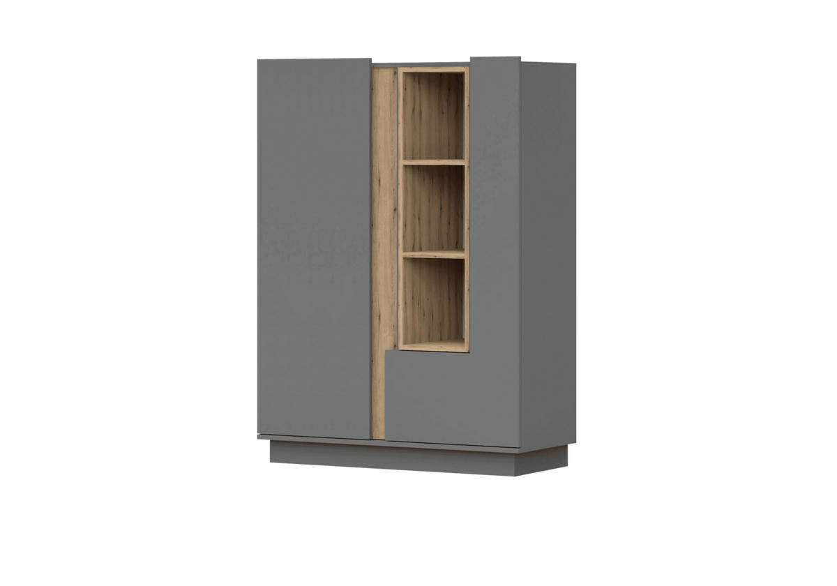 STANDREGAL - Regal Reyla 07 Grau - Grau, Holzwerkstoff (100/137/42cm) - Möblo