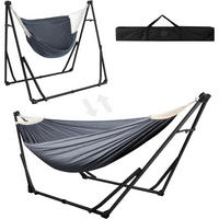 HÄNGEMATTEN- und Hängesessel-Gestell Set mit klappbarem Gestell Schwarz und Dunkelgrau - Grau, Metall (81/2.5/113cm)