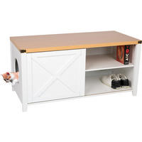 KATZENSCHRANK groß für Katzentoilette XXL aus Holz, mit Schuhschrank & Sitzkommode - Weiß, Holz (110/55/50cm) - needs&wants