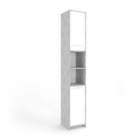 BADSCHRANK Kiko Beton 30 x 190 cm - Weiß/Grau, Holzwerkstoff (30/190/30cm) - Vicco