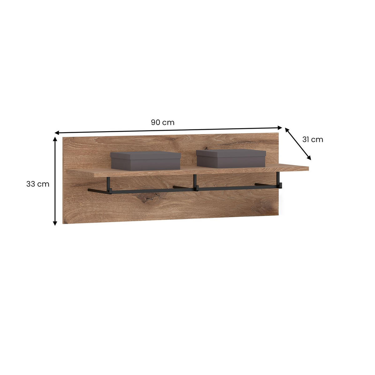 WANDGARDEROBE MALEA - Braun, Holzwerkstoff (90/33/31cm) - IDIMEX