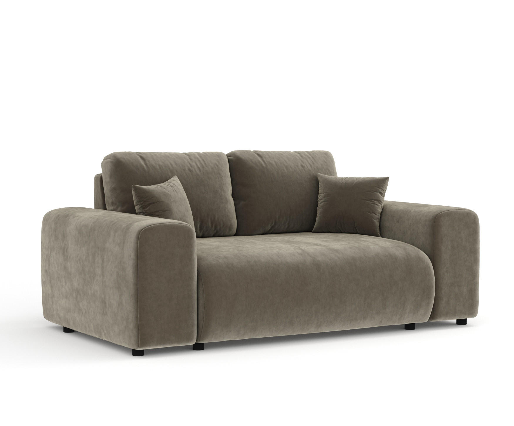 2-SITZER-SOFA Zanzibar Taupe Samtstoff - Taupe/Schwarz, Holz/Holzwerkstoff (178/79/108cm) - Maison de Reve