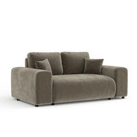 2-SITZER-SOFA Zanzibar Taupe Samtstoff - Taupe/Schwarz, Holz/Holzwerkstoff (178/79/108cm) - Maison de Reve