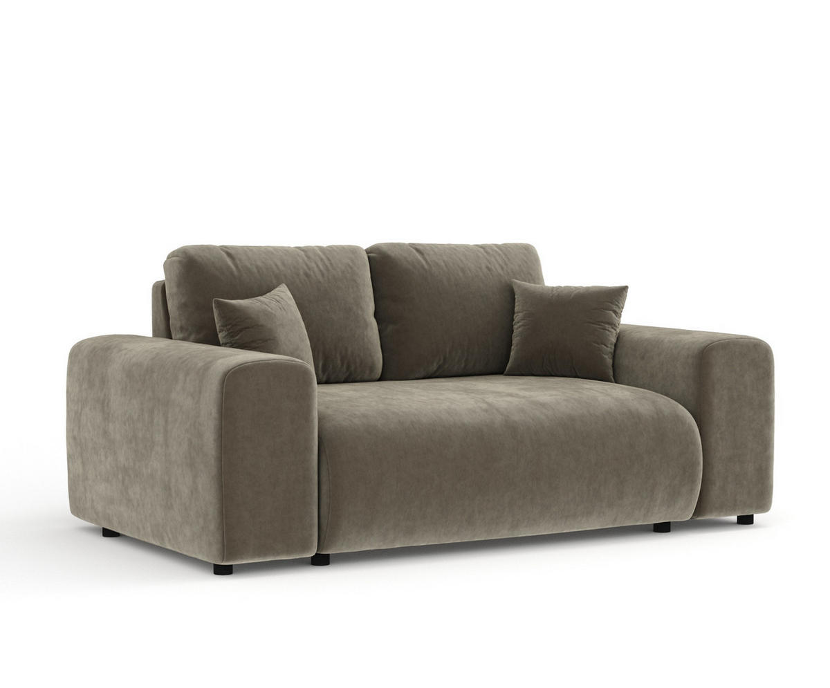 2-SITZER-SOFA Zanzibar Taupe Samtstoff - Taupe/Schwarz, Holz/Holzwerkstoff (178/79/108cm) - Maison de Reve