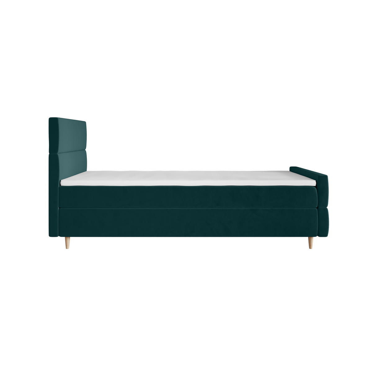 BOXBETT FLO PLUS 90x200 Itaka 39, mit Matratze H3, Bonell und Topper, Türkis - Türkis, Holz/Textil (90/200cm) - Bedante