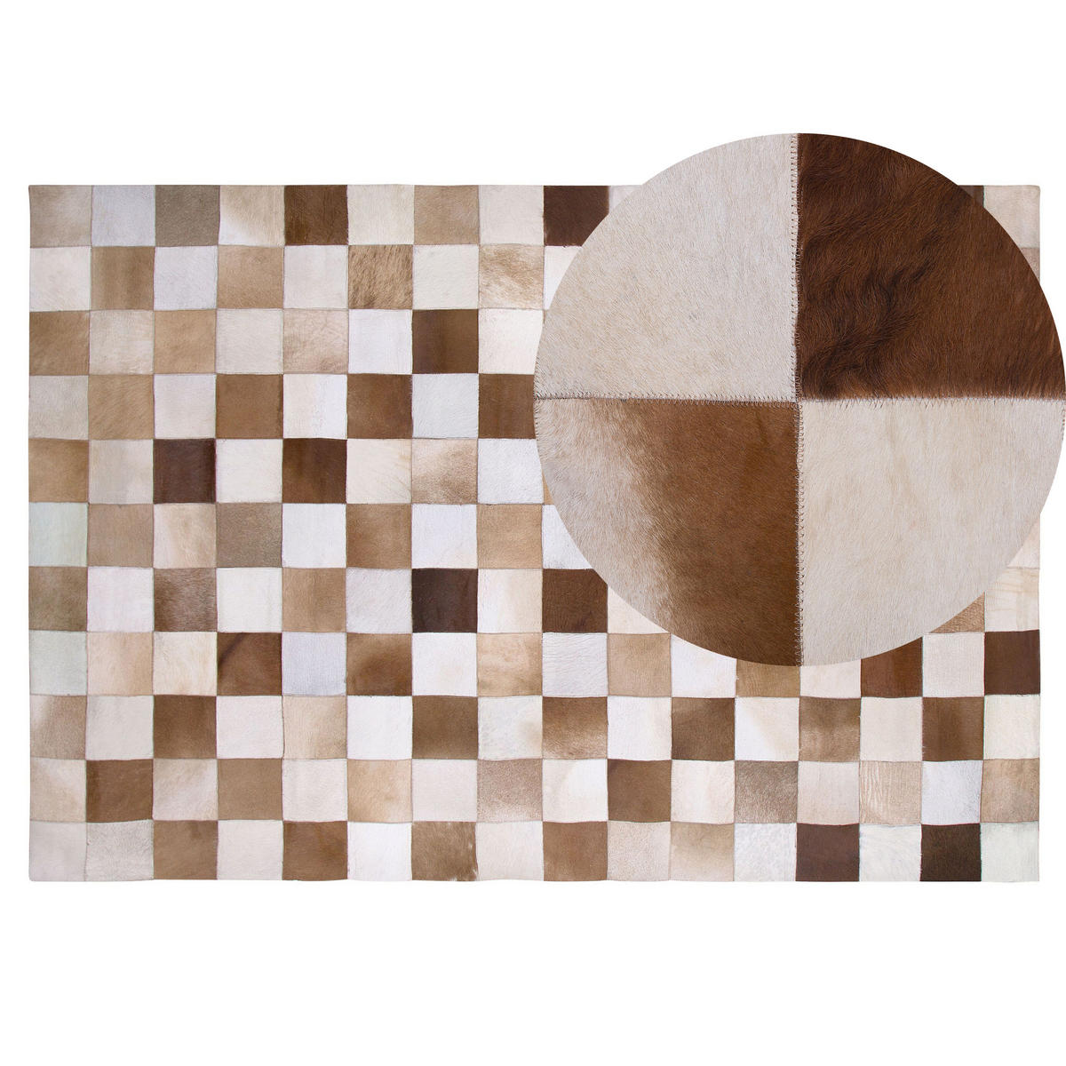 KURZFLOR-TEPPICH Solmaz 200/140 cm - Braun, Fell (140/200cm) - Beliani