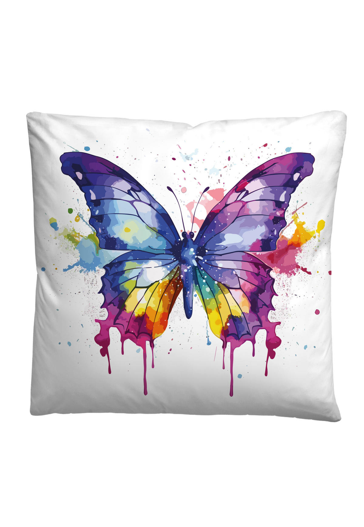 BETTWÄSCHE-GARNITUR Linon Schmetterling bunt, 155x220 cm + 80x80 cm - Multicolor, Textil (155/220cm) - biberna