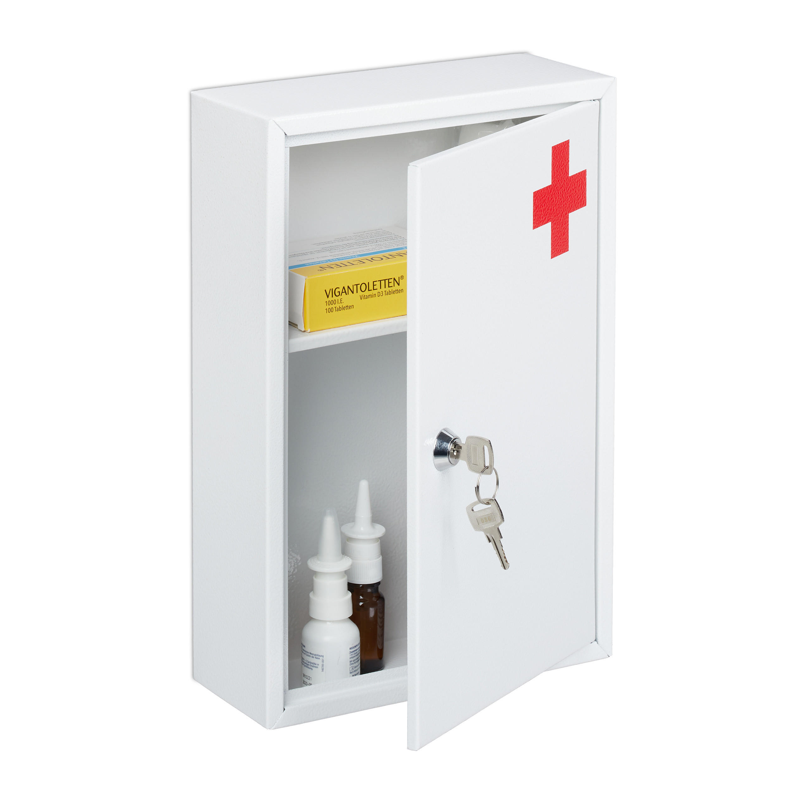 MEDICINSKÅP vitt metall låsbart 32/21.5/8 cm