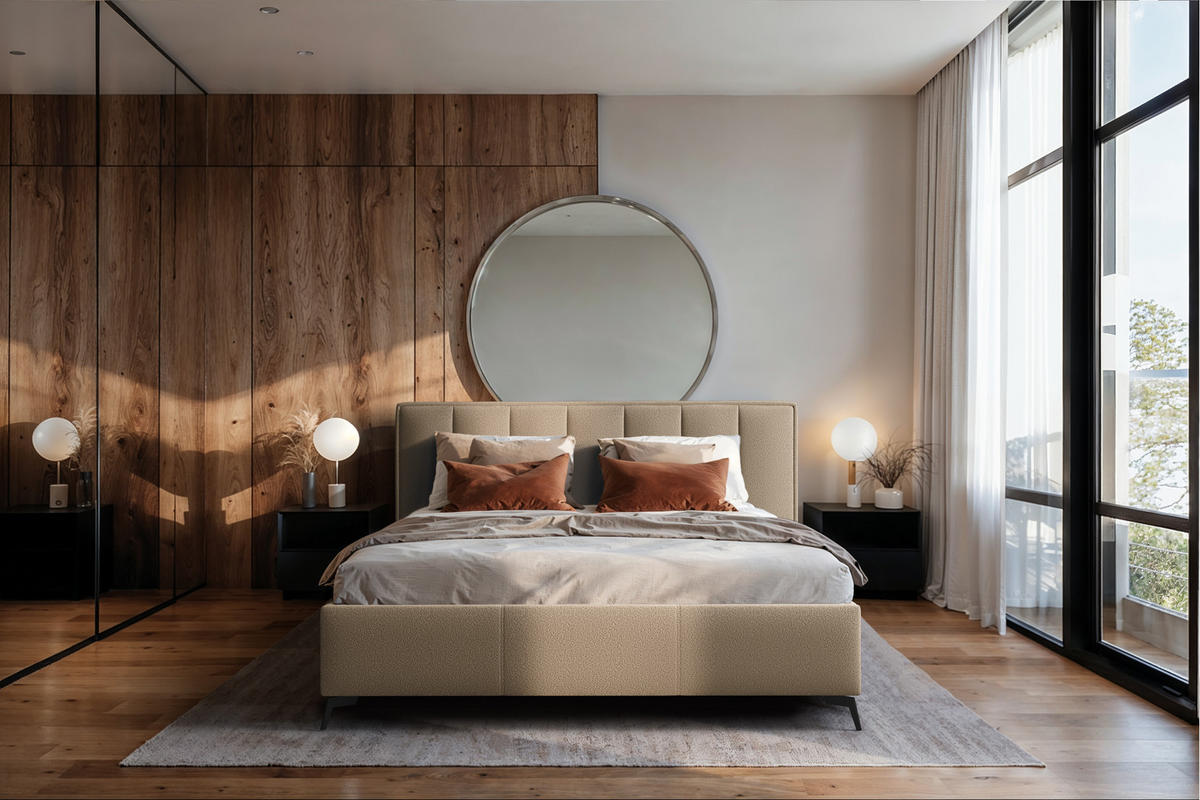 POLSTERBETT Balance 180x200 cm mit Bettkasten und Gasdruckfedern – Beige, modernes Design - Beige, Textil (180/200cm)