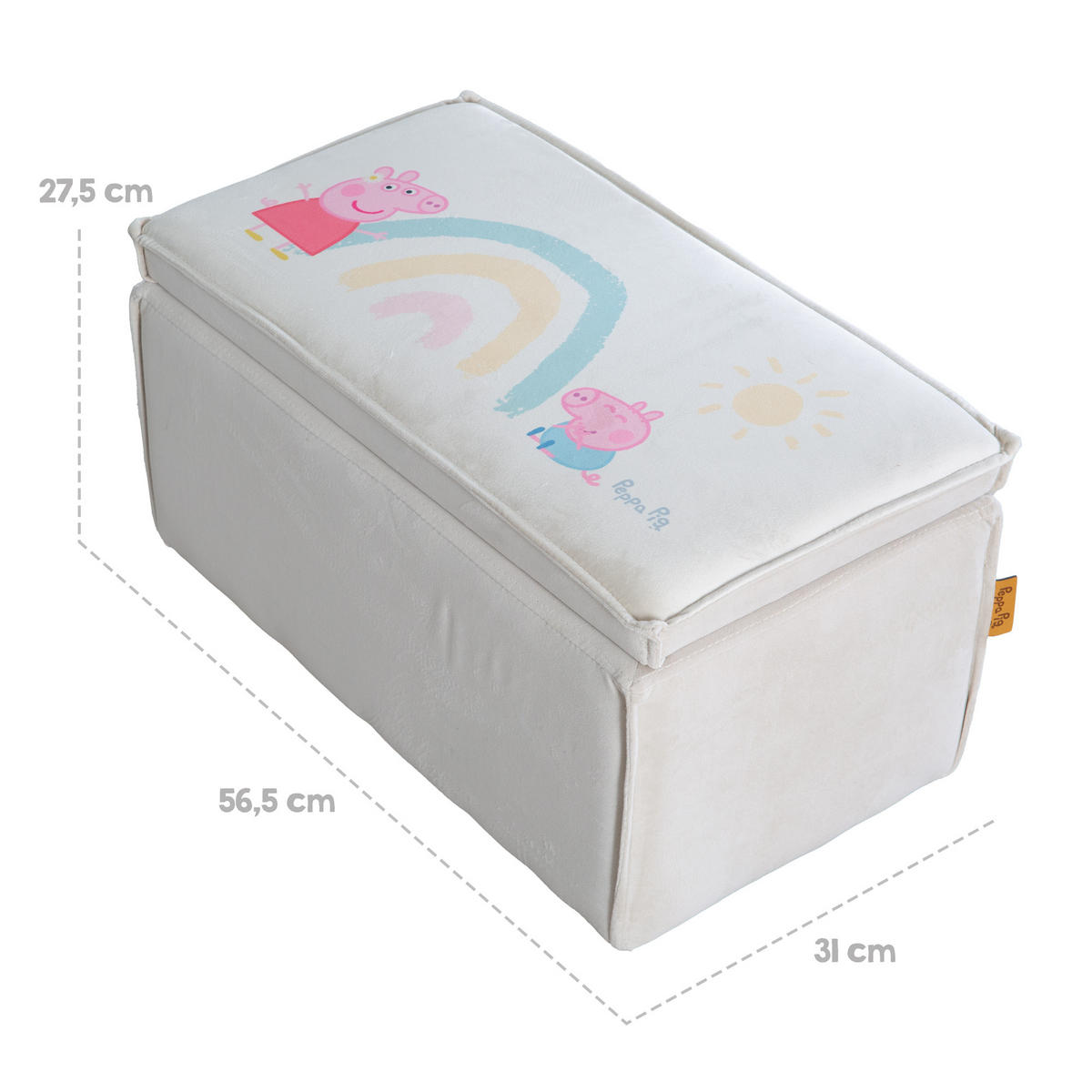 KINDERHOCKER mit Aufbewahrungsfunktion Peppa Pig - Beige, Holzwerkstoff/Textil (56.5/27.5/31cm) - Roba