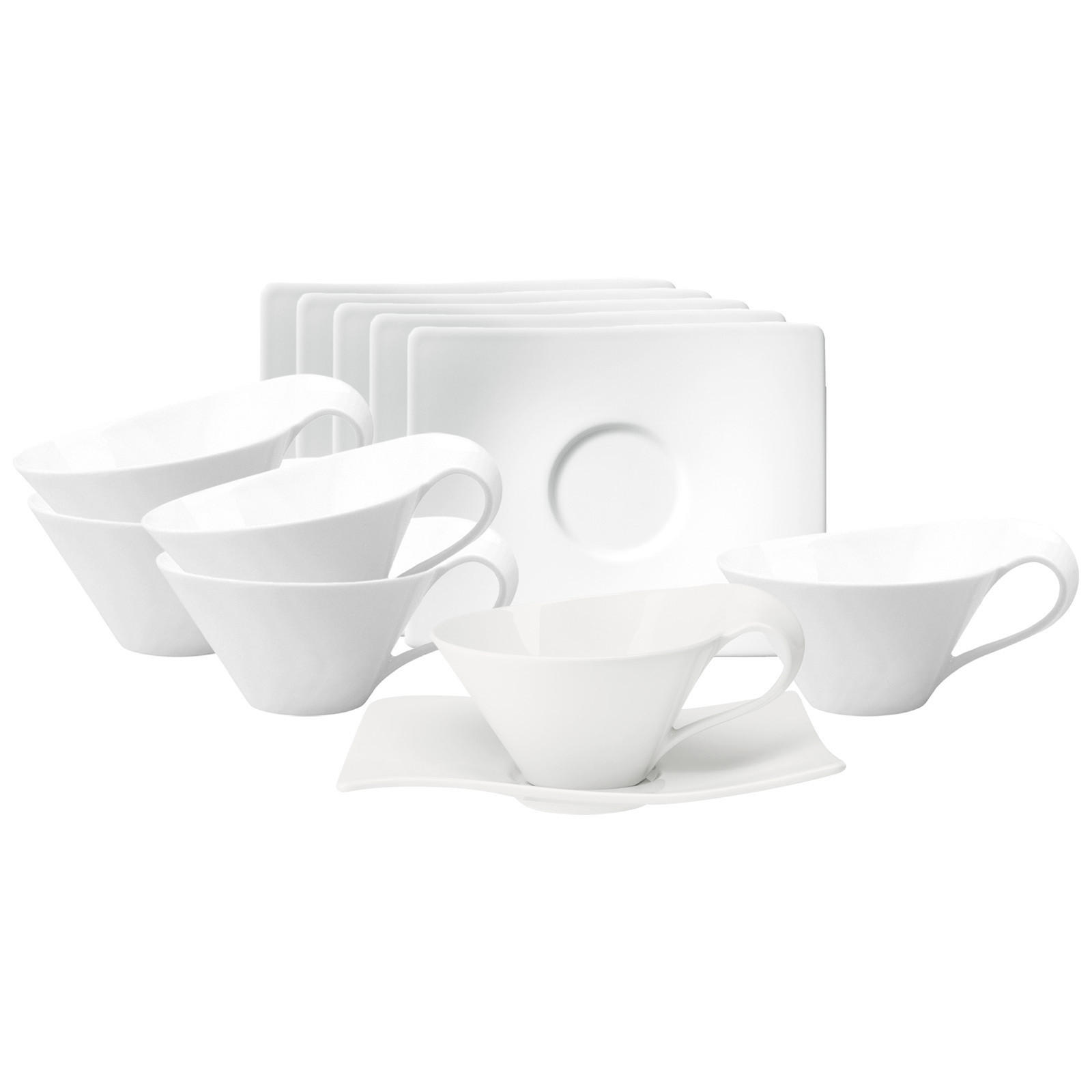 TEETASSEN MIT UNTERTASSEN NewWave weiß 220 ml 6er Set - Weiß, Keramik (14.6/9.6/18cm) - Villeroy & Boch
