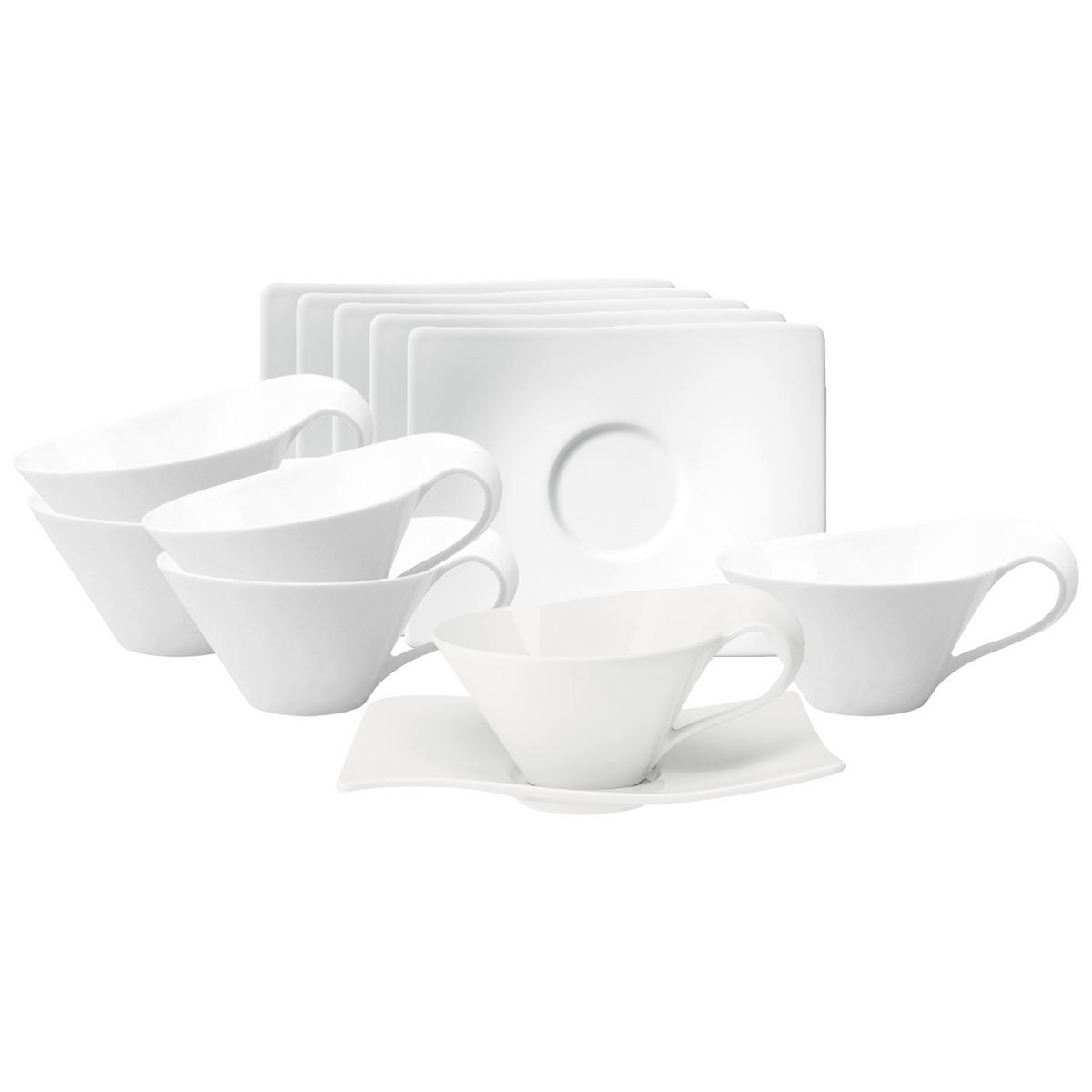 TEETASSEN MIT UNTERTASSEN NewWave weiß 220 ml 6er Set - Weiß, Keramik (14.6/9.6/18cm) - Villeroy & Boch
