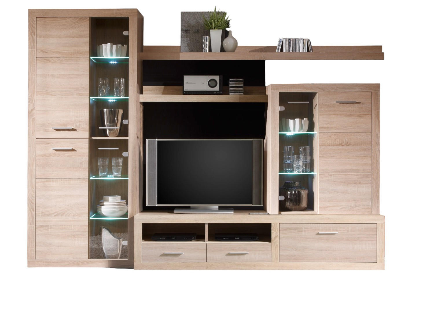 WOHNWAND Can Can 284/195/45 in Eiche Sonoma - Braun, Holz (284/195/45cm) - moebel dich auf