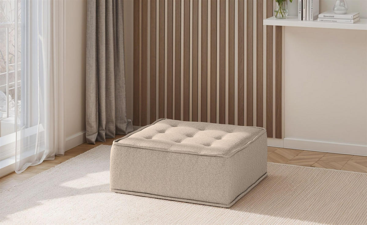 POLSTERHOCKER Sande In Alpine - Hellbraun, Holzwerkstoff/Textil (90/38/90cm) - Fun Möbel