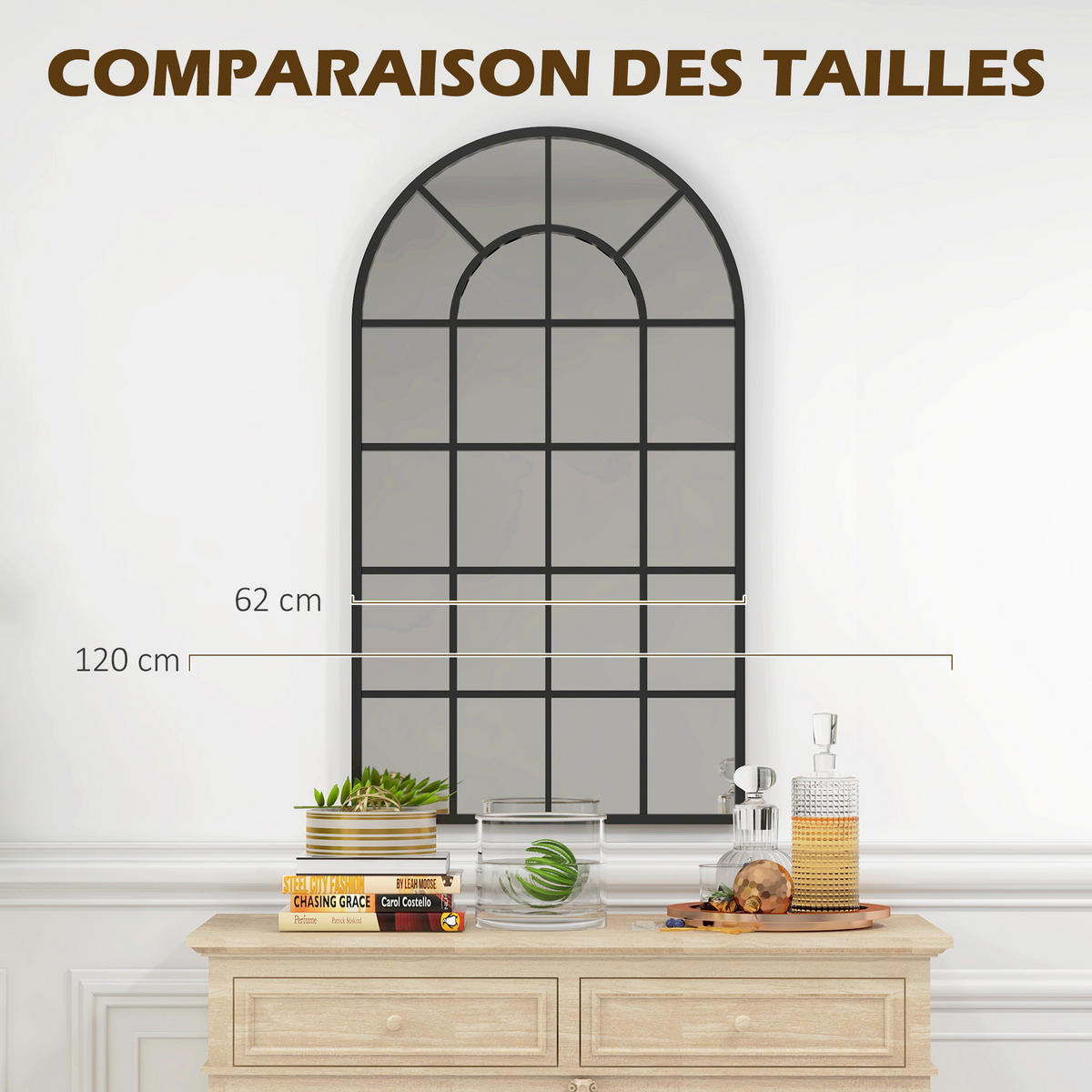 WANDSPIEGEL DE-14250 Industriedesign 110x65 cm Schwarz - Schwarz, Metall (100/65/2.5cm) - ComfortXL
