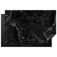 HERDABDECKPLATTE Marmor - Schwarz - Weiß - Textur - Marmoroptik 81x52 cm - Silberfarben, Kunststoff (81/0.2/52cm) - MuchoWow