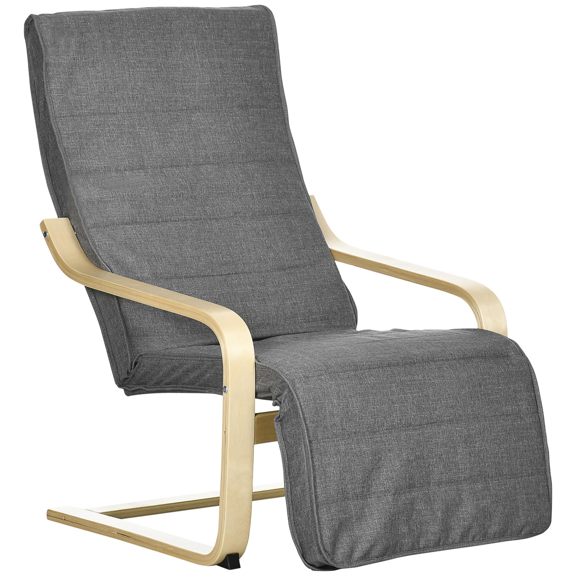 RELAXSESSEL Schwingstuhl, Ruhesessel, Relaxstuhl mit Verstellbarem Fußteil - Grau, Kunststoff (94/100/66.5cm) - HOMCOM