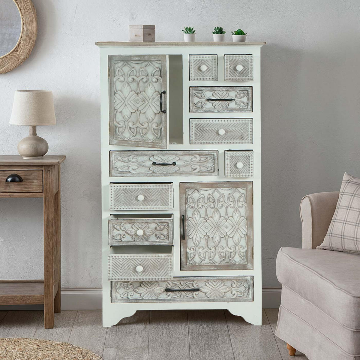 KOMMODE Weiß, Braun - Weiß/Braun, Holzwerkstoff (81/150/40cm) - MCW