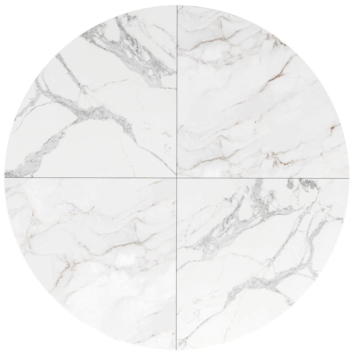 ESSTISCH 100x100x76 cm in Weiß und Schwarz aus MDF mit Marmoroptik auf schwarzem Metallgestell - Schwarz, Holzwerkstoff (100/100/76cm) - Modfu