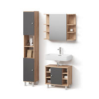 BADMÖBEL-SET Fucino Eiche 3 Teile, mit Hochschrank - Eichefarben/Anthrazit, Holzwerkstoff (79/64/21cm) - Livinity®
