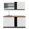SINGLEKÜCHE R-Line Weiß/Anthrazit 160 cm, AP Eiche - Anthrazit/Weiß, Holzwerkstoff (160/81.6/60cm) - Vicco