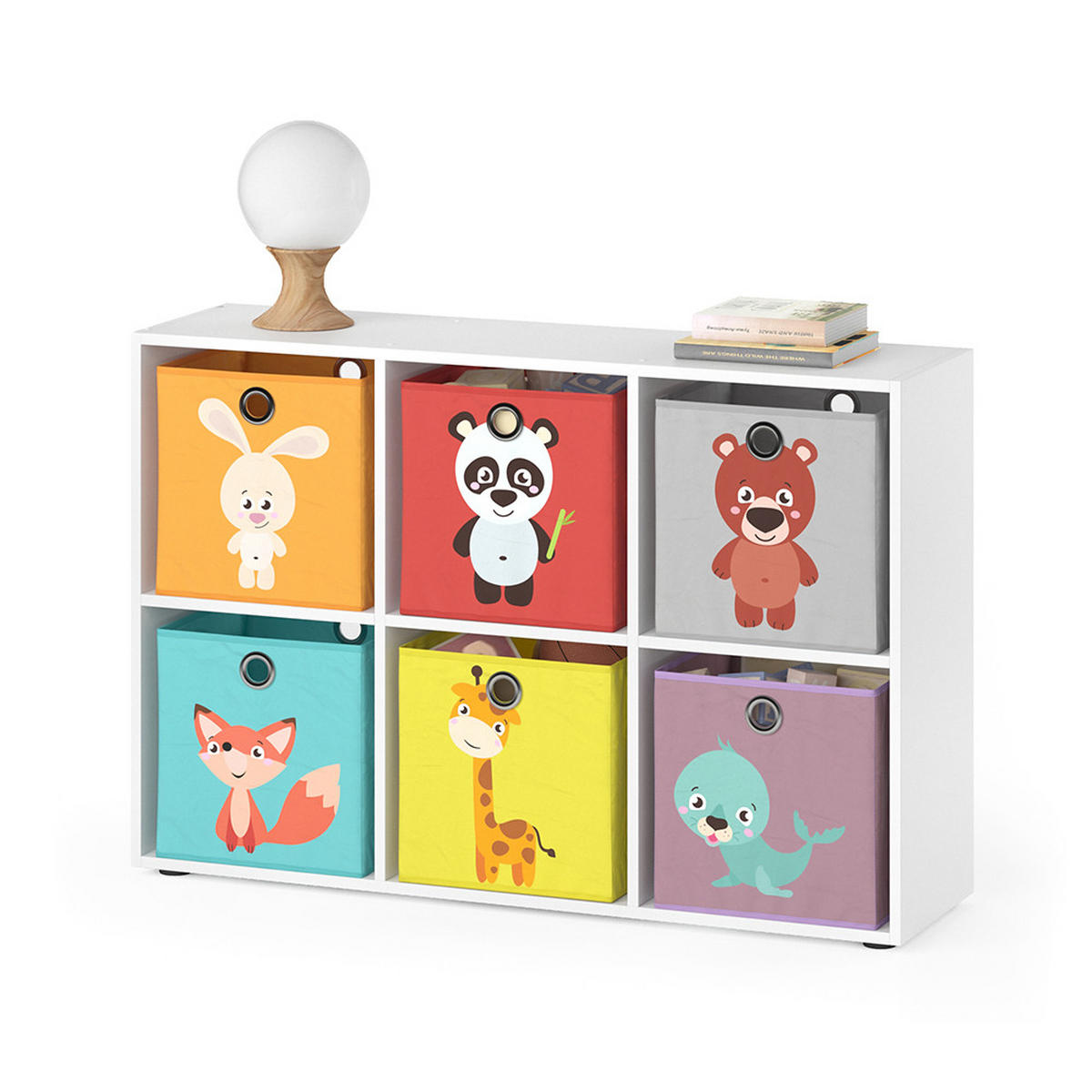 KINDERREGAL Weiß 72 x 107.8 cm mit 6 Faltboxen - Weiß, Holzwerkstoff (72/107.8/29cm) - Vicco