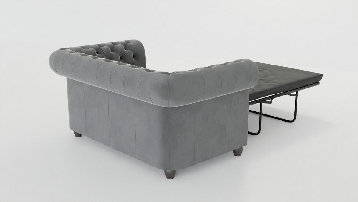 CHESTERFIELD-SOFA 2-sitzer mit Schlaffunktion Nyx Grau Samt - Braun/Grau, Holz/Textil (148/72/86cm) - S-Style Möbel