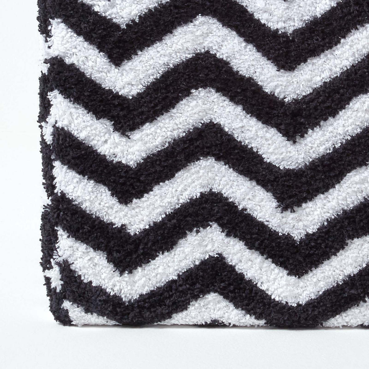 SITZWÜRFEL schwarz-weiß getuftet, Zickzack-Muster 36/36/38 cm - Schwarz, Textil (36/38/36cm) - Homescapes