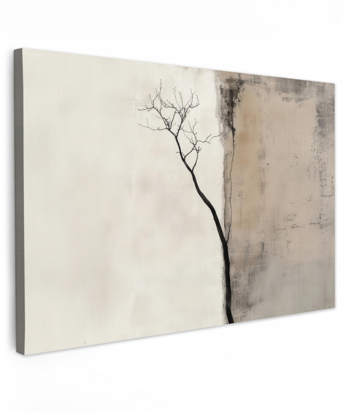 LEINWANDBILD Wabi sabi - Pflanze - Beige Deko Schlafzimmer 30x20 cm - Taupe, Textil (30/20cm) - MuchoWow