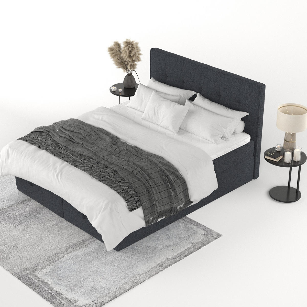 BOXBETT Tivra 140/200 cm Anthrazit im Riva Stoff - Anthrazit/Schwarz, Holz/Holzwerkstoff (140/200cm) - AltaBeds