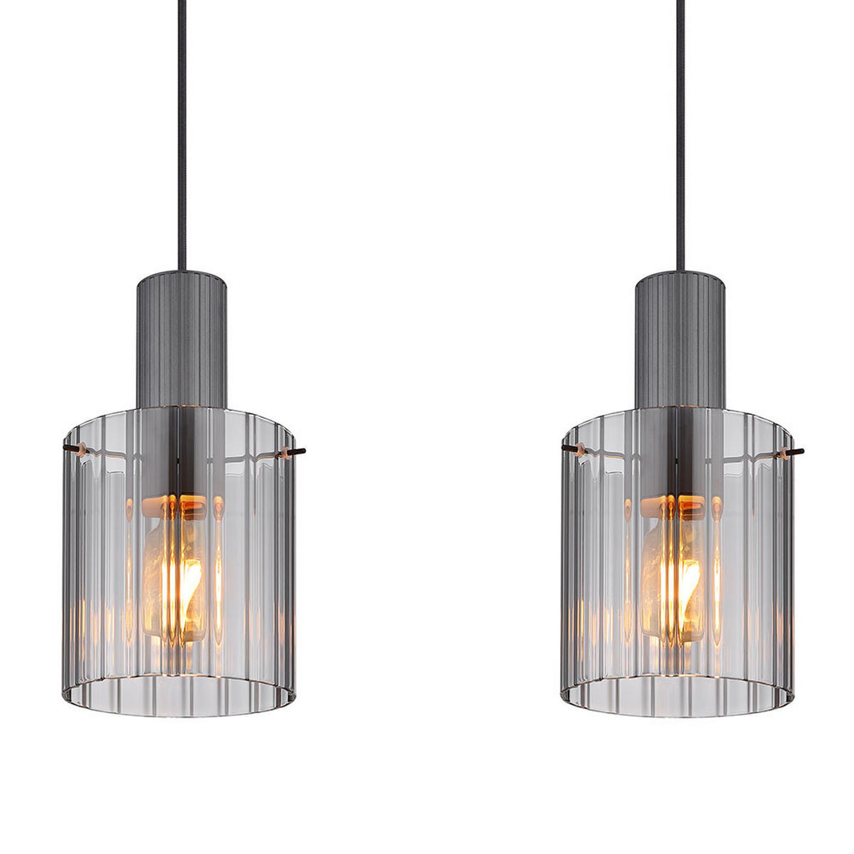 PENDELLEUCHTE Metall/Glas Grau, 3-flammig - Grau, Glas (98/18/120cm) - Globo Lighting